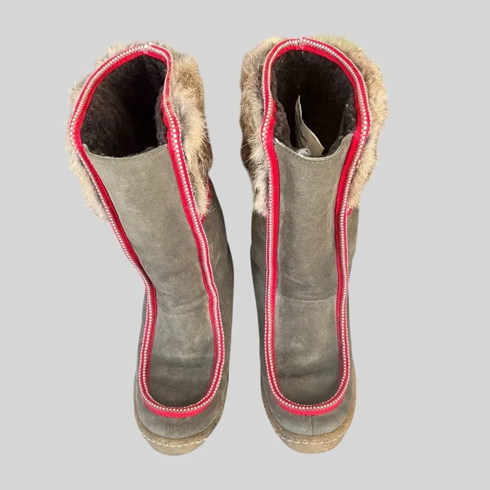 Tory Burch Gray Lambskin Suede.